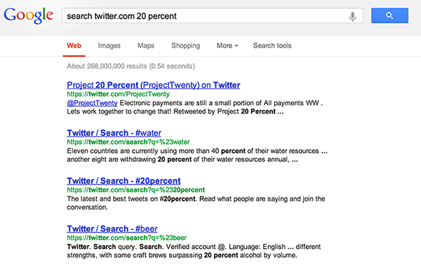 Search Twitter using Google for faster and more accurate results