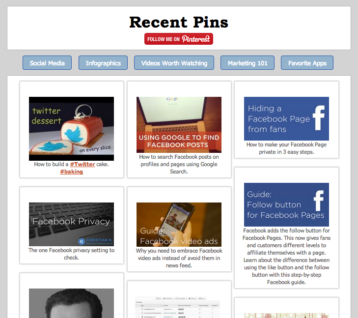 Pinterest on a Facebook Page