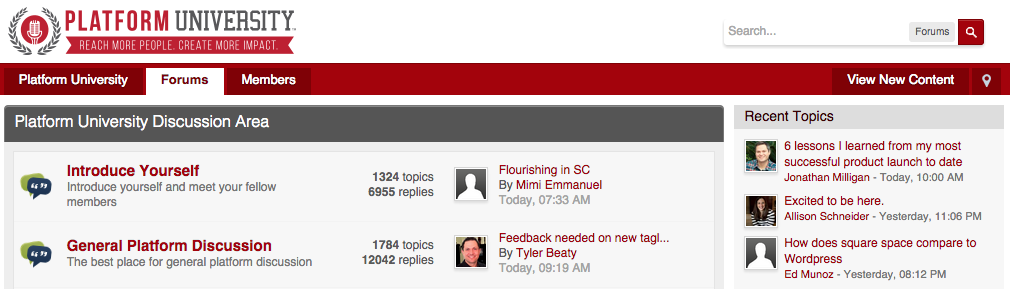 Platform University members forum