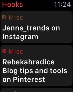 The Hooks app on Apple Watch