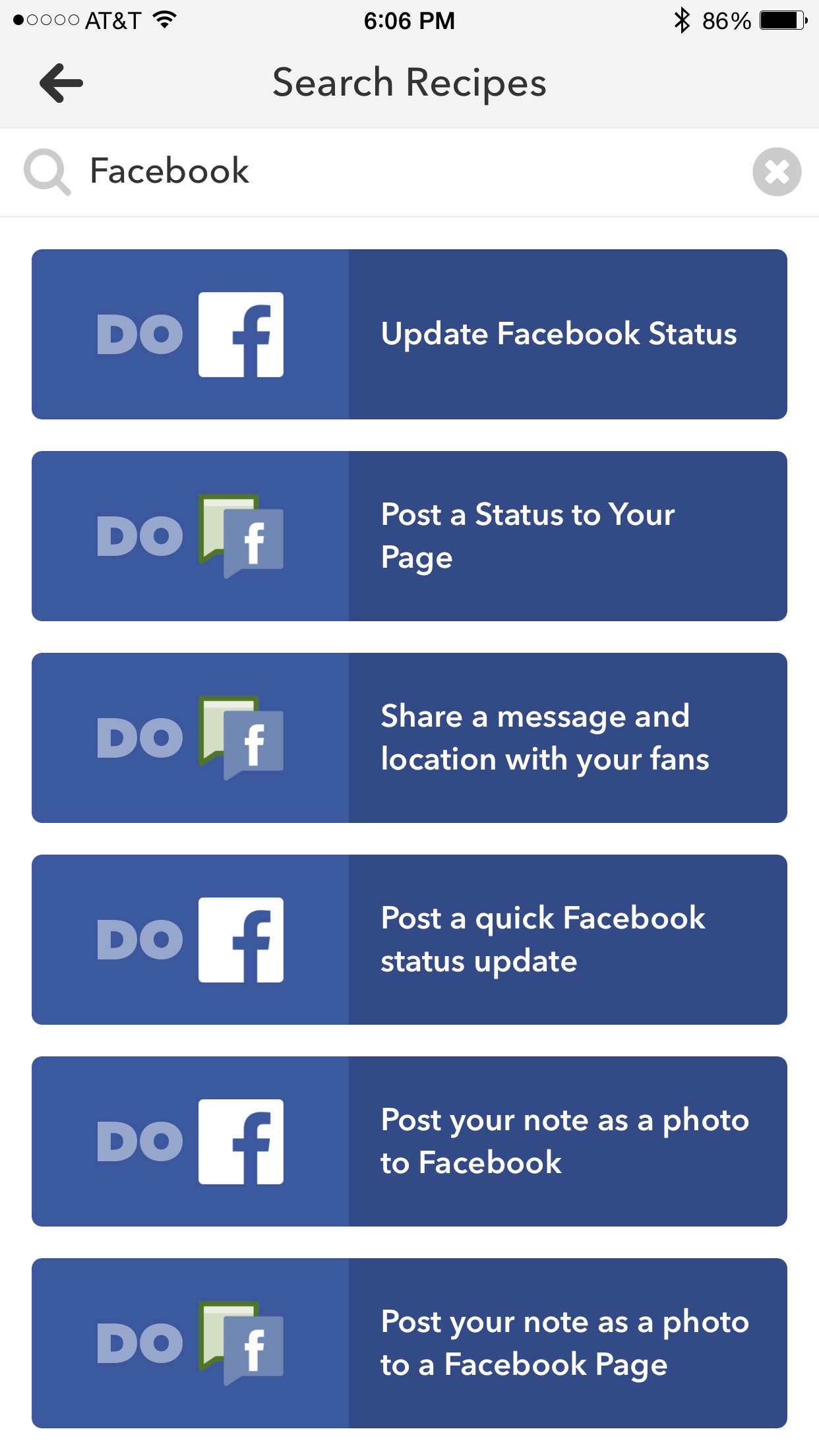 Facebook and Do Note by IFTTT