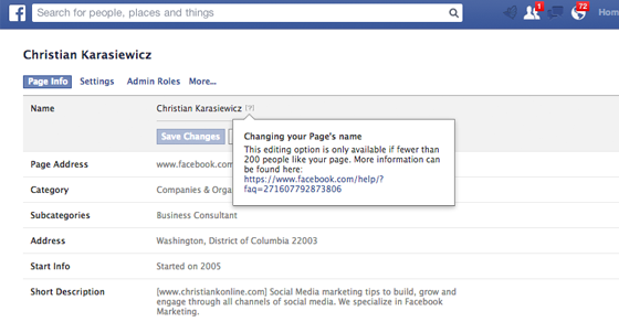 how do you rename your facebook page