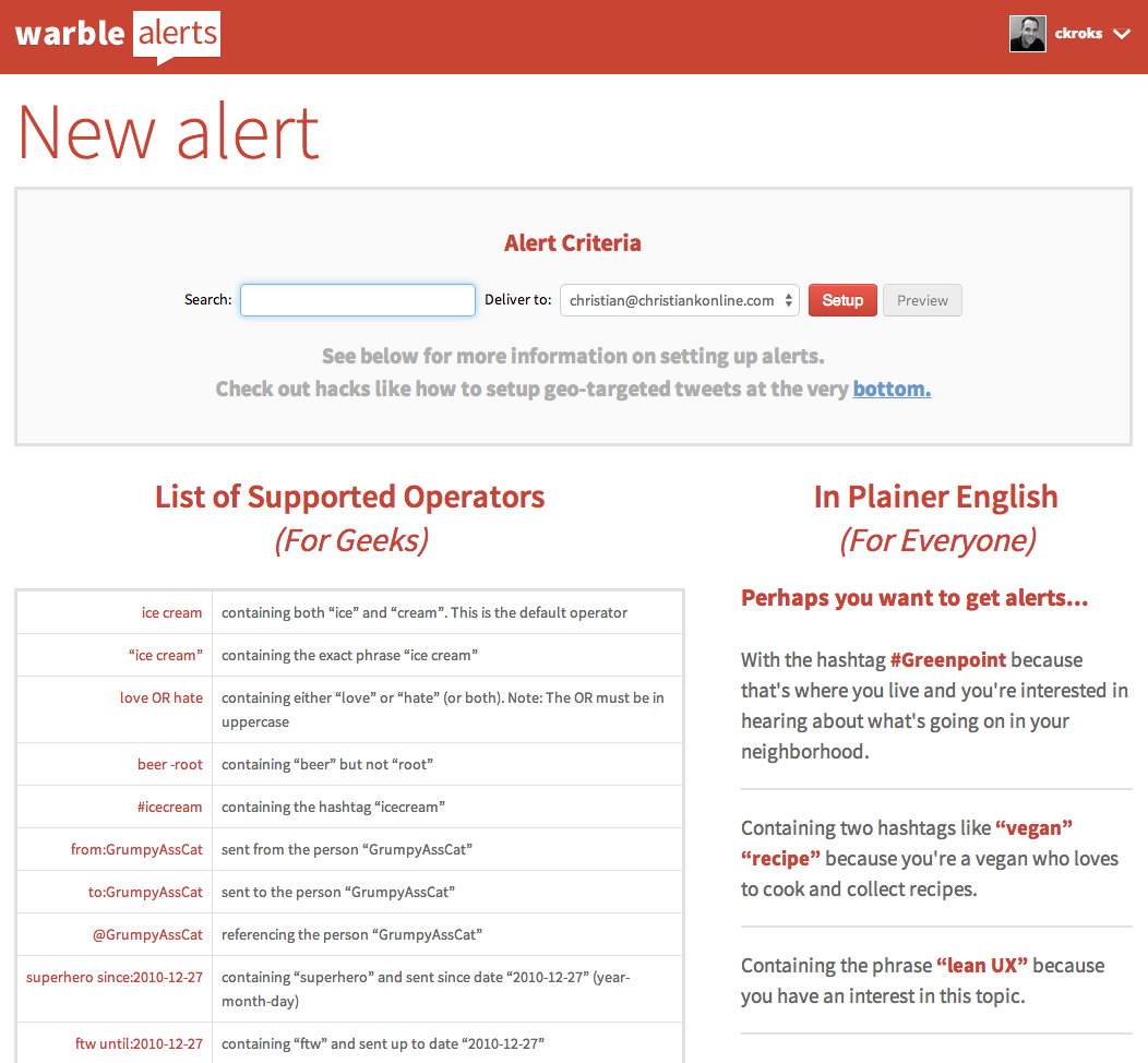 Warble Alerts